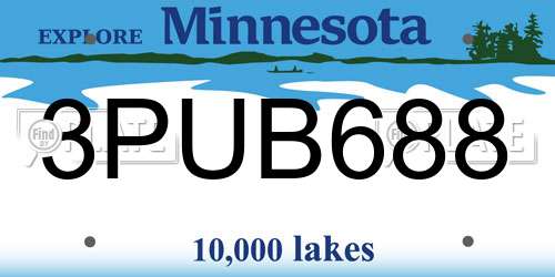 3PUB688 Minnesota License Plate