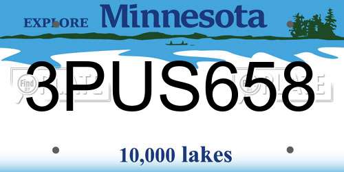 3PUS658 Minnesota License Plate
