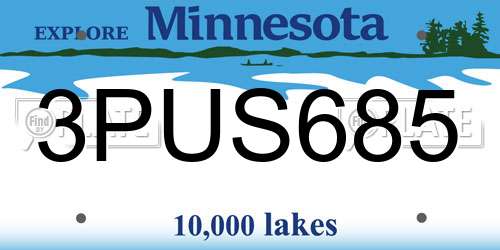 3PUS685 Minnesota License Plate