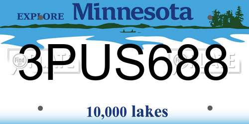 3PUS688 Minnesota License Plate