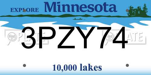 3PZY74 Minnesota License Plate