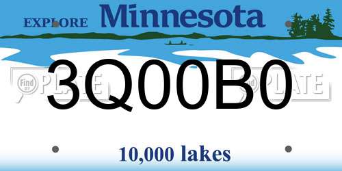 3Q00B0 Minnesota License Plate