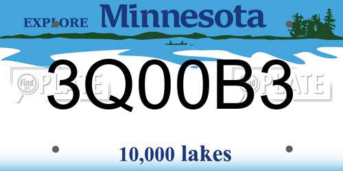3Q00B3 Minnesota License Plate