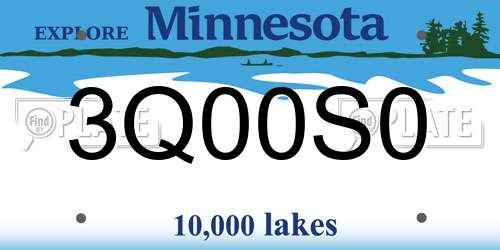 3Q00S0 Minnesota License Plate