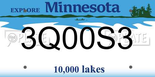 3Q00S3 Minnesota License Plate