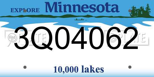 3Q04062 Minnesota License Plate