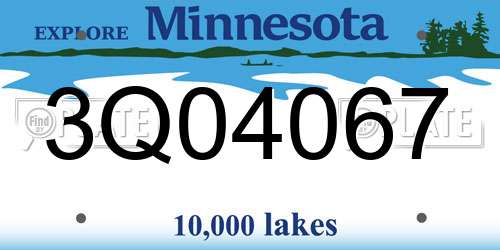 3Q04067 Minnesota License Plate