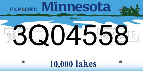 3Q04558 Minnesota License Plate