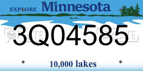 3Q04585 Minnesota License Plate