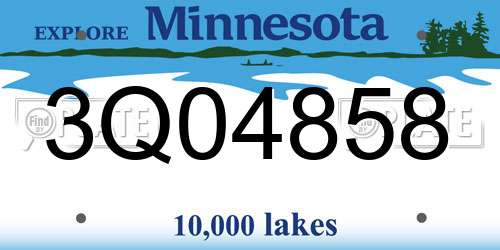 3Q04858 Minnesota License Plate