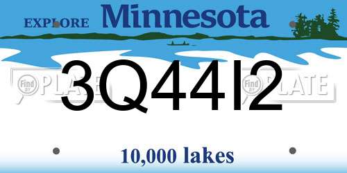 3Q44I2 Minnesota License Plate