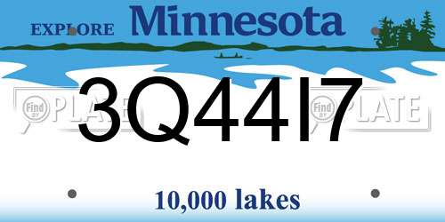 3Q44I7 Minnesota License Plate