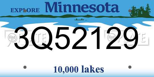 3Q52129 Minnesota License Plate