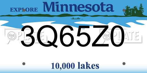 3Q65Z0 Minnesota License Plate