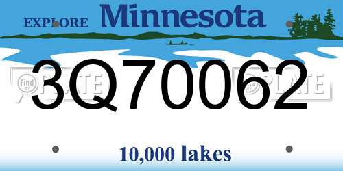 3Q70062 Minnesota License Plate