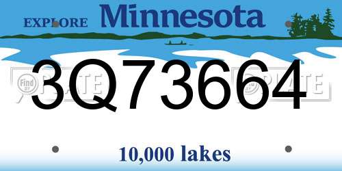 3Q73664 Minnesota License Plate