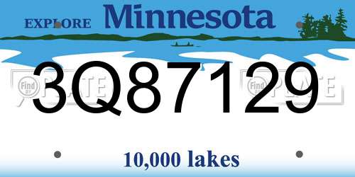 3Q87129 Minnesota License Plate