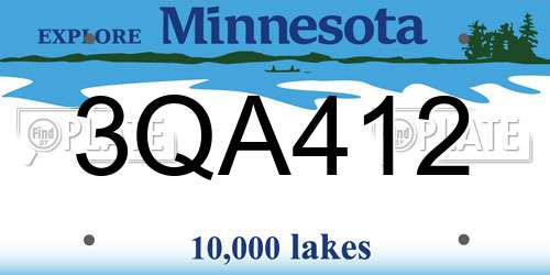 3QA412 Minnesota License Plate