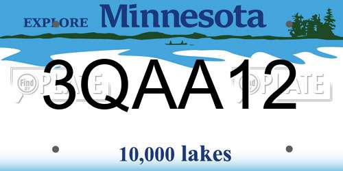 3QAA12 Minnesota License Plate