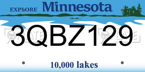 3QBZ129 Minnesota License Plate