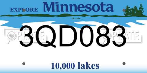 3QD083 Minnesota License Plate