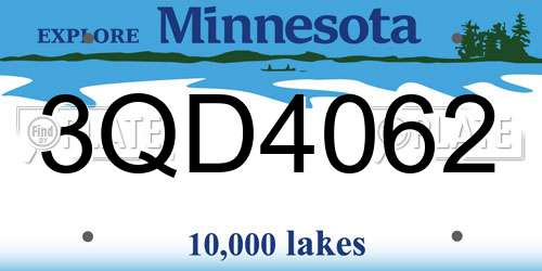 3QD4062 Minnesota License Plate