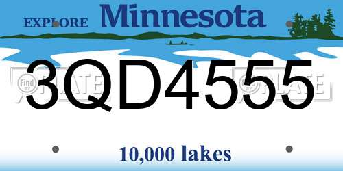 3QD4555 Minnesota License Plate