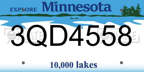 3QD4558 Minnesota License Plate