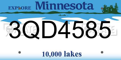 3QD4585 Minnesota License Plate