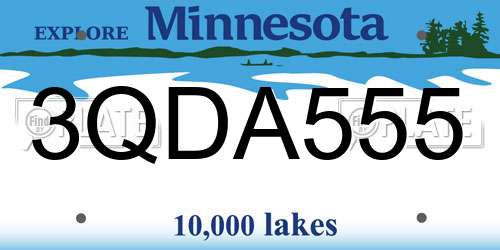 3QDA555 Minnesota License Plate