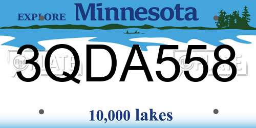 3QDA558 Minnesota License Plate
