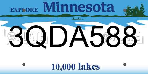 3QDA588 Minnesota License Plate