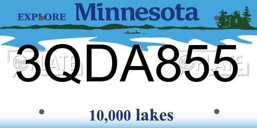 3QDA855 Minnesota License Plate