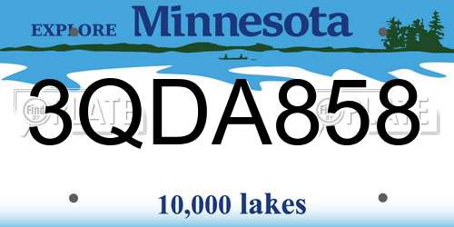 3QDA858 Minnesota License Plate