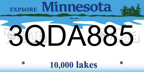 3QDA885 Minnesota License Plate