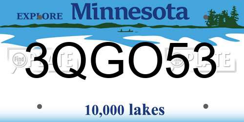 3QGO53 Minnesota License Plate