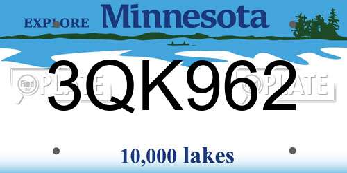 3QK962 Minnesota License Plate