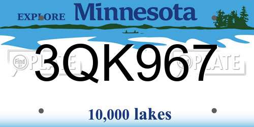 3QK967 Minnesota License Plate