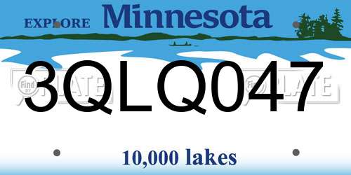 3QLQ047 Minnesota License Plate