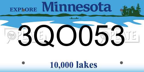 3QO053 Minnesota License Plate