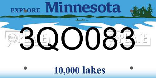 3QO083 Minnesota License Plate