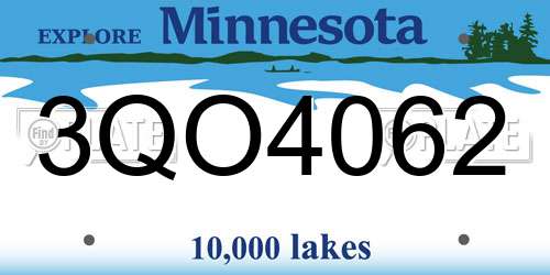 3QO4062 Minnesota License Plate