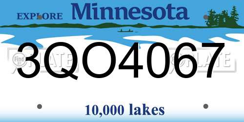 3QO4067 Minnesota License Plate