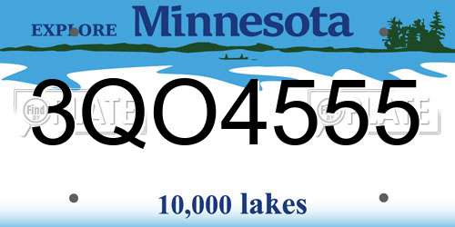 3QO4555 Minnesota License Plate