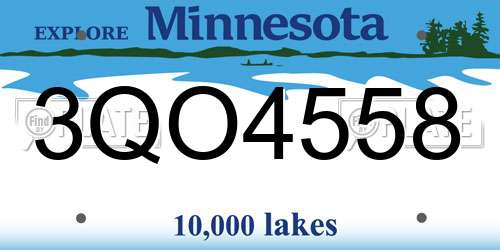 3QO4558 Minnesota License Plate