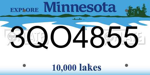 3QO4855 Minnesota License Plate