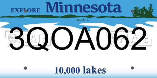 3QOA062 Minnesota License Plate