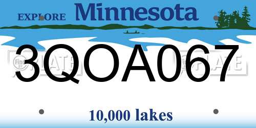 3QOA067 Minnesota License Plate