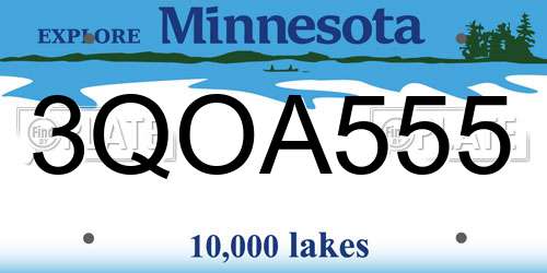 3QOA555 Minnesota License Plate