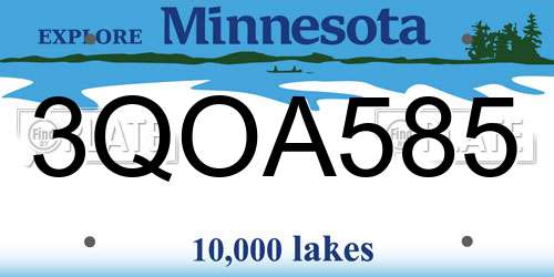 3QOA585 Minnesota License Plate